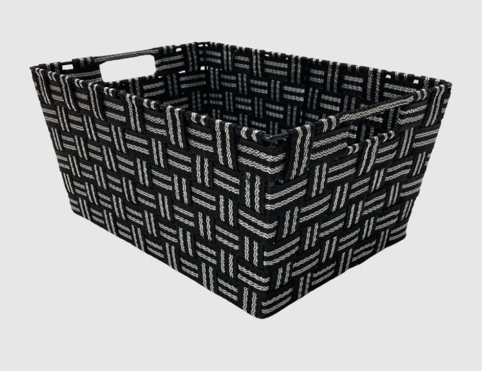 Aufbewahrungskorb Stripes L Schwarz