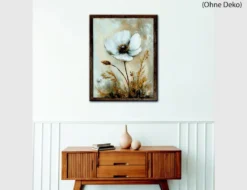 Bild Blumenmotiv in Beige und Weiß