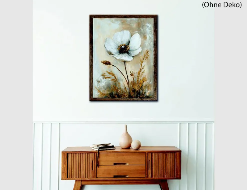 Bild Blumenmotiv in Beige und Weiß