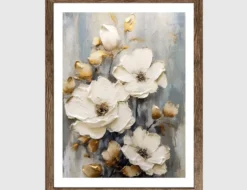 Bild Blumenmotiv in Creme und Gold