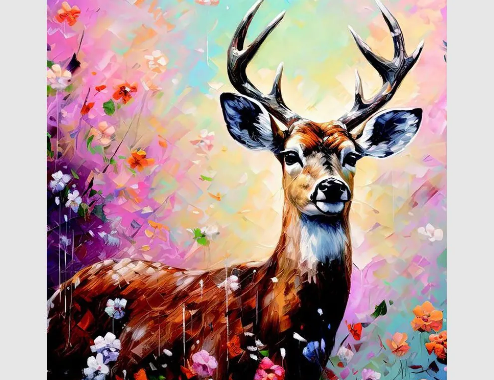 Bild farbenfroher Hirsch