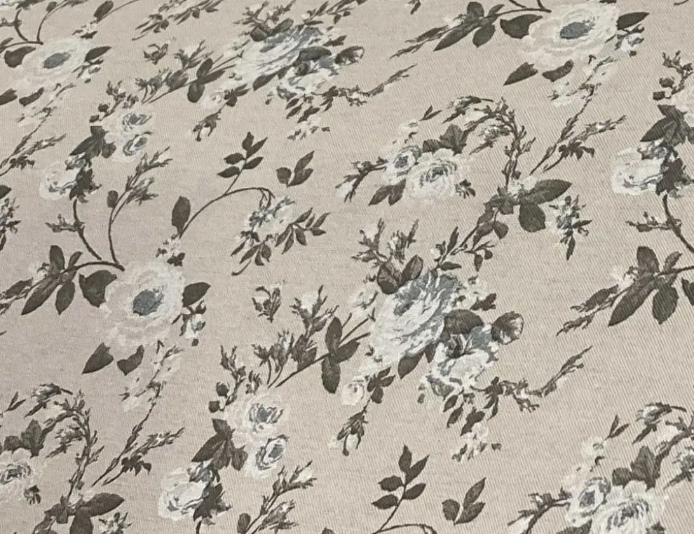 Dekostoff Blumen Beige