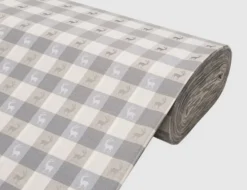 Dekostoff Karo Hirsch Grau