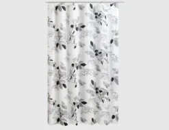 Duschvorhang Blumen Schwarz, Weiß 180x200cm