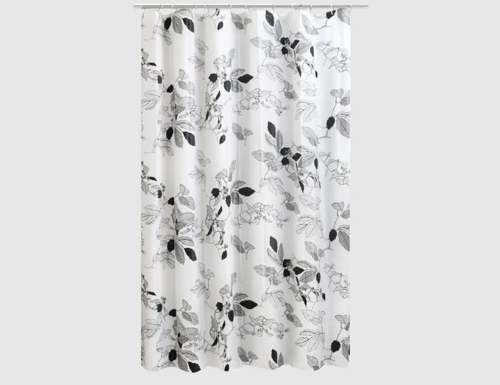 Duschvorhang Blumen Schwarz, Weiß 180x200cm