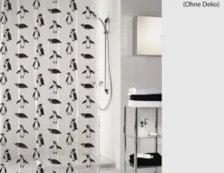 Duschvorhang Pinguin Schwarz