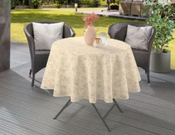 Gartentischdecke Emden Ranke Beige Ø160cm