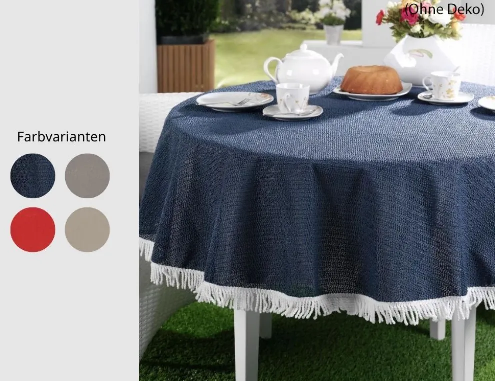 Gartentischdecke mit Fransen rund