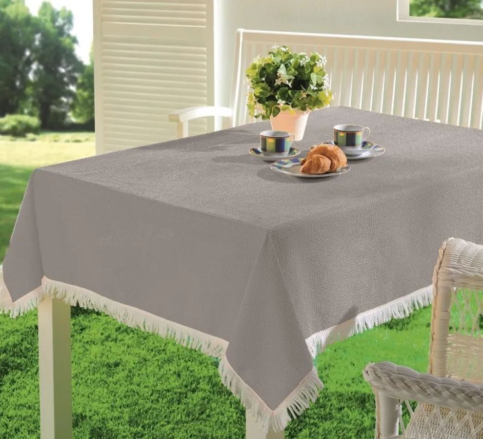 Gartentischdecke mit Fransen rund