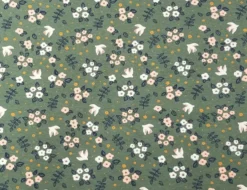 Jerseystoff Blumen Olivgrün