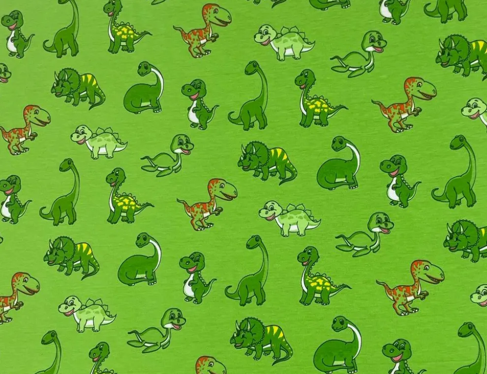Jerseystoff Dinosaurier Grün