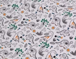 Jerseystoff Dinosaurier Weiß