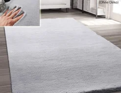 Kunstfellteppich Softy Hellgrau