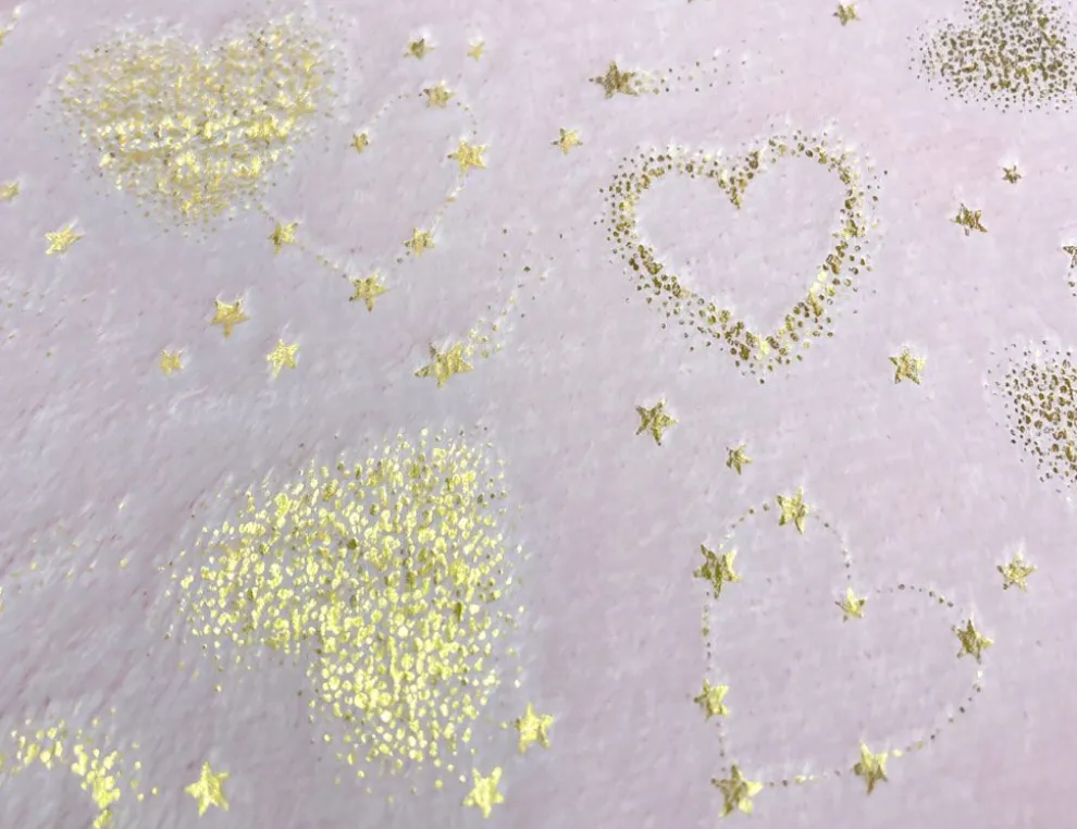 Microfleece Herzen Rosa, Gold