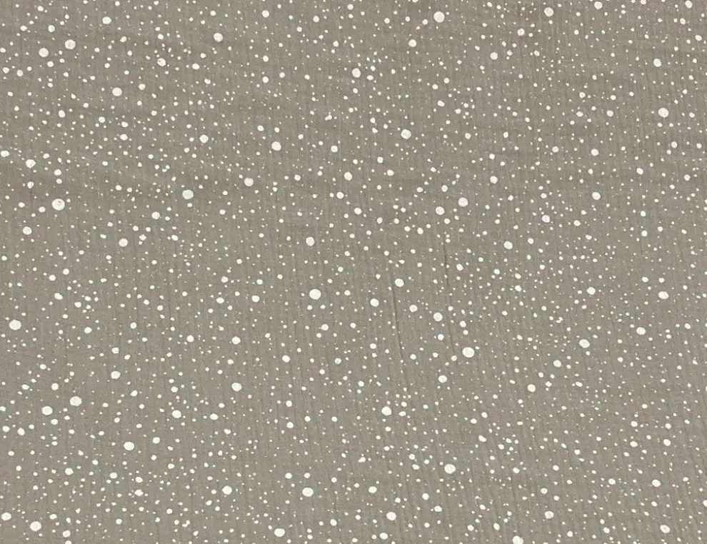 Musselin Double Gauze Punkte Taupe