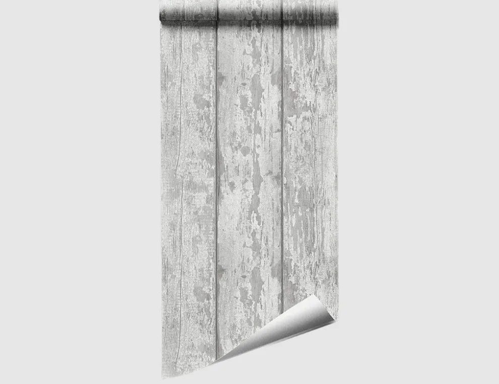 Papiertapete Holz Grau