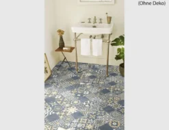PVC Calypso Tile Blau, Gold 2m