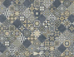 PVC Calypso Tile Blau, Gold 2m