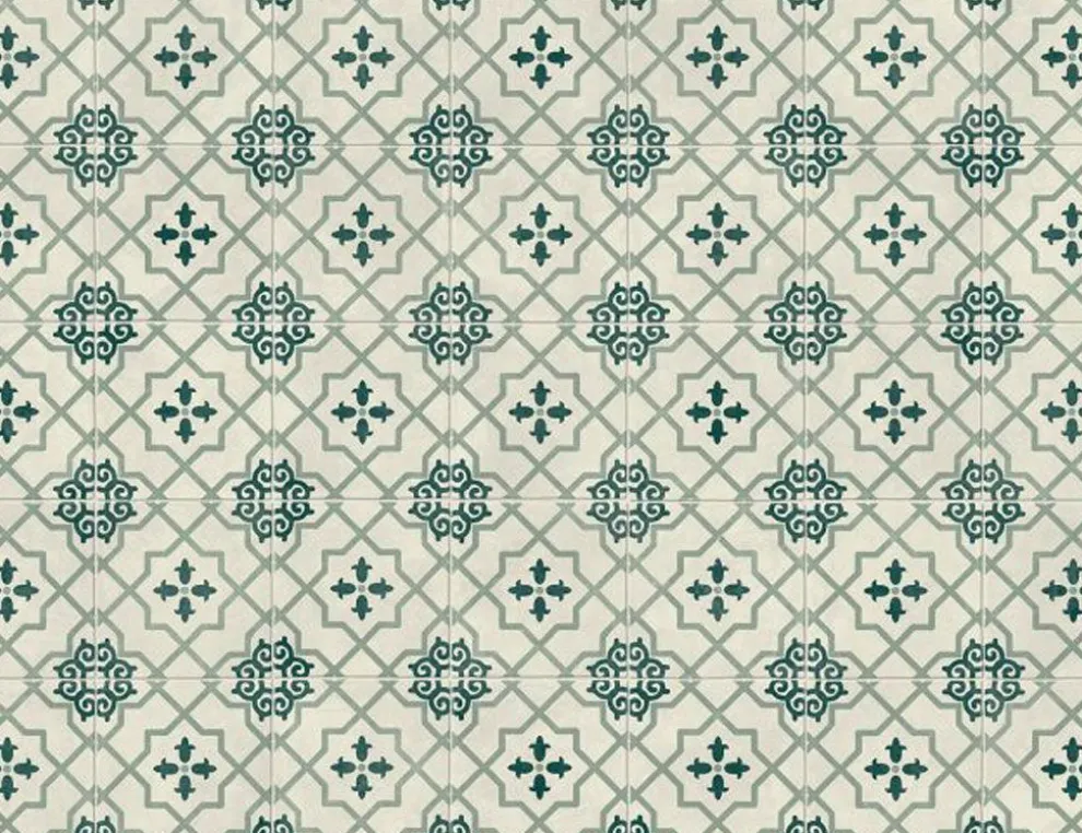 PVC Calypso Tile Blau, Weiß