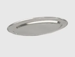 Servierplatte Edelstahl oval