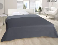 Tagesdecke Wende Uni Grau, Silber