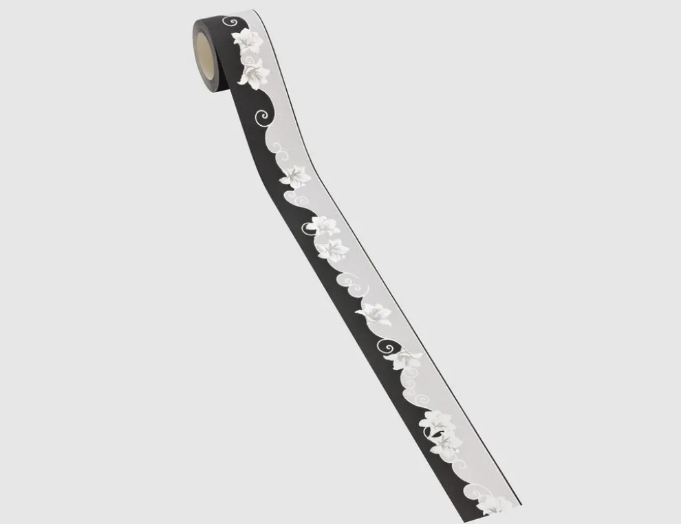 Tapetenborte Vinyl Blume Schwarz