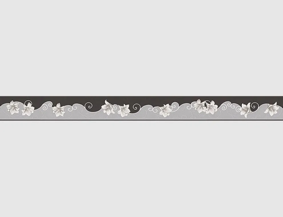 Tapetenborte Vinyl Blume Schwarz