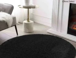 Teppich Tiamo Schwarz Rund