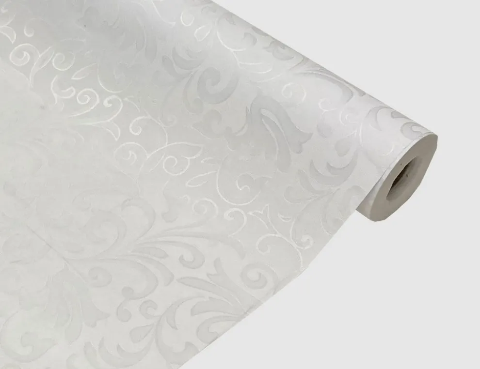 Tischdecke Damast Ranke Weiß