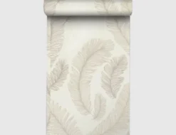 Vliestapete Beige Feder