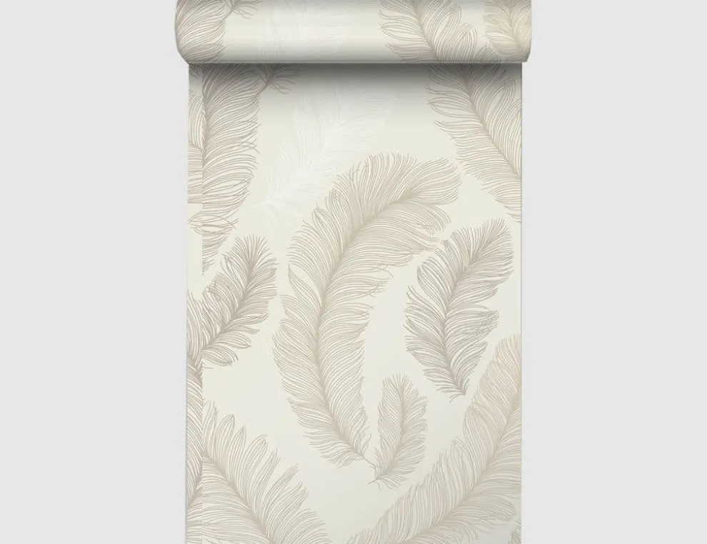 Vliestapete Beige Feder