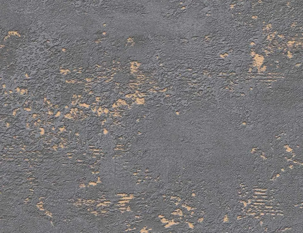 Vliestapete Betonoptik Anthrazit, Gold