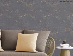 Vliestapete Betonoptik Anthrazit, Gold