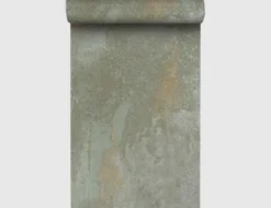 Vliestapete Betonoptik Grün, Braun