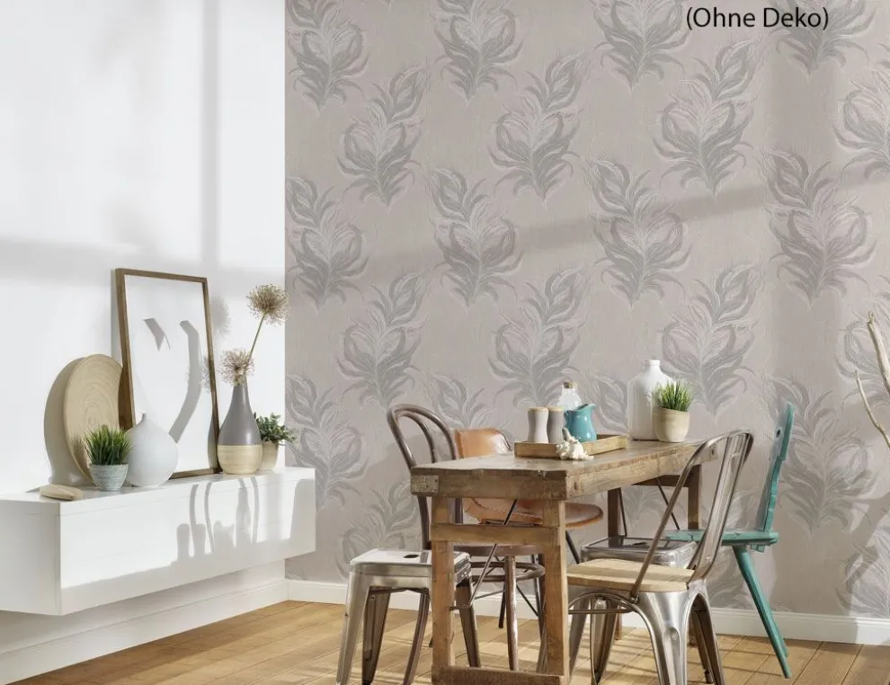 Vliestapete Blume Beige