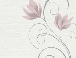 Vliestapete Blume Flitter Rosa