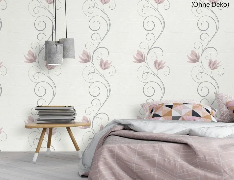 Vliestapete Blume Flitter Rosa