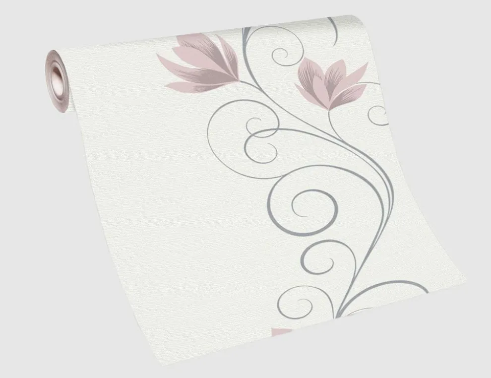 Vliestapete Blume Flitter Rosa