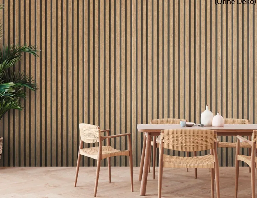 Vliestapete Holz Beige