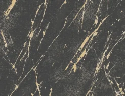 Vliestapete Marmor Schwarz Gold