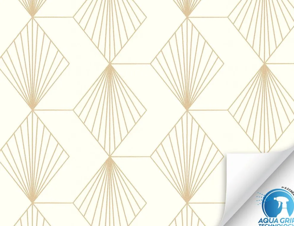 Vorgeleimte Vliestapete Grafik Beige, Gold