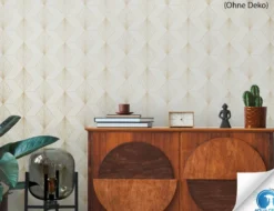 Vorgeleimte Vliestapete Grafik Beige, Gold