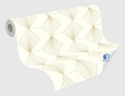 Vorgeleimte Vliestapete Grafik Beige, Gold