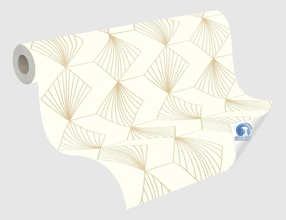 Vorgeleimte Vliestapete Grafik Beige, Gold