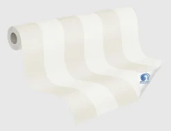 Vorgeleimte Vliestapete Streifen Weiß, Beige