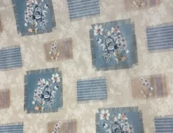 Wachstuch Blumen Beige, Blau