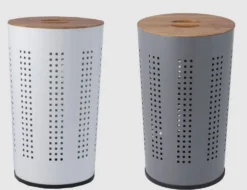 Wäschetonne mit Bambusdeckel H:60 cm